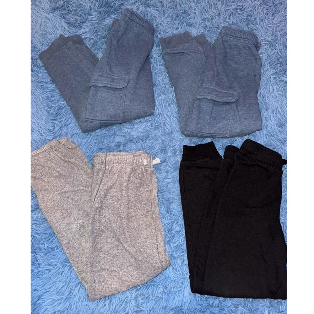 Set of Four Jogger Pants in Black, Gray, and Blue